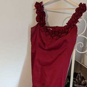 *Hanging Hem* Cranberry colored cocktail dress